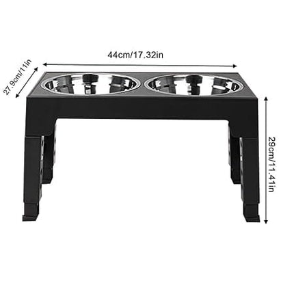Ziggy Pupps Dog and cat 4-Height Adjustable Elevated Dog Bowls with 2 Stainless Steel Bowls 44x 27.9x 29 Black