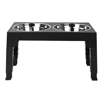 Ziggy Pupps Dog and cat 4-Height Adjustable Elevated Dog Bowls with 2 Stainless Steel Bowls 44x 27.9x 29 Black