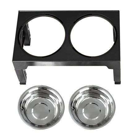 Ziggy Pupps Dog and cat 4-Height Adjustable Elevated Dog Bowls with 2 Stainless Steel Bowls 44x 27.9x 29 Black