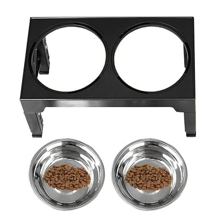 Ziggy Pupps Dog and cat 4-Height Adjustable Elevated Dog Bowls with 2 Stainless Steel Bowls 44x 27.9x 29 Black