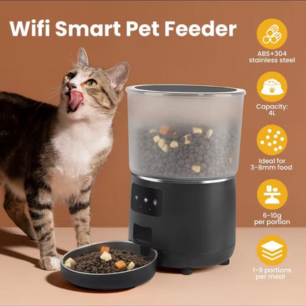 Ziggy Pupps Dog and cat Automatic Cat Feeder Wifi Pet Dog Food Dispenser Black