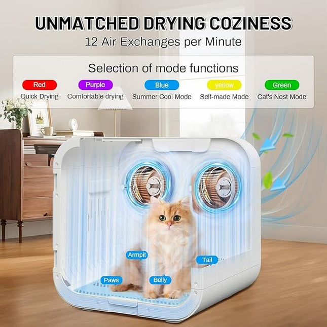Ziggy Pupps Dog and cat Automatic Pet Hair Dryer Box 70L 360° Drying for Cats And Small Dogs