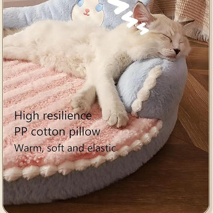 Ziggy Pupps Dog and cat Cute Bear Shape Pet Bed Soft Fluffy Brown Calming Dog and Cat Sofa Bed with Cushioned Base Size 52 × 52 cm