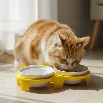 Ziggy Pupps Dog and cat Double Ceramic Bowl for Cats And Small Dogs