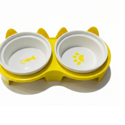 Ziggy Pupps Dog and cat Double Ceramic Bowl for Cats And Small Dogs