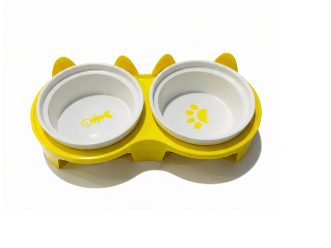 Ziggy Pupps Dog and cat Double Ceramic Bowl for Cats And Small Dogs