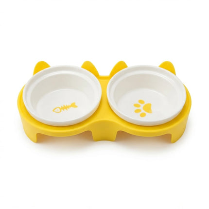 Ziggy Pupps Dog and cat Double Ceramic Bowl for Cats And Small Dogs