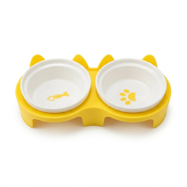 Ziggy Pupps Dog and cat Double Ceramic Bowl for Cats And Small Dogs