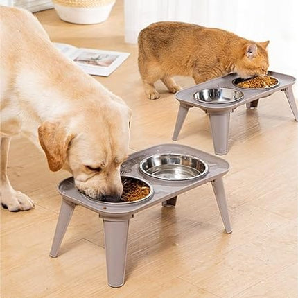 Ziggy Pupps Dog and cat Elevated Stainless Steel Pet Bowl Raised Spill Proof Feeder Small 37.5cm x 20.5cm x 13cm Black