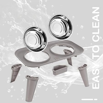 Ziggy Pupps Dog and cat Elevated Stainless Steel Pet Bowl Raised Spill Proof Feeder Small 37.5cm x 20.5cm x 13cm Black