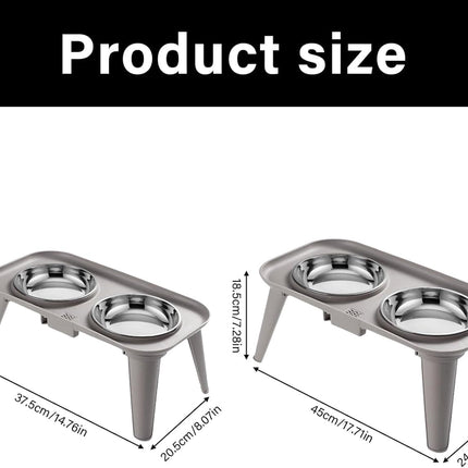 Ziggy Pupps Dog and cat Elevated Stainless Steel Pet Bowl Raised Spill Proof Feeder Small 37.5cm x 20.5cm x 13cm Black
