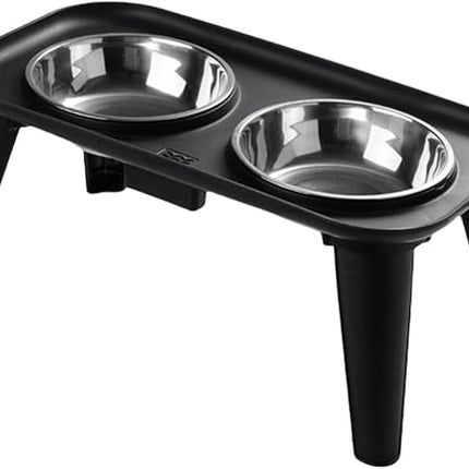 Ziggy Pupps Dog and cat Elevated Stainless Steel Pet Bowl Raised Spill Proof Feeder Small 37.5cm x 20.5cm x 13cm Black