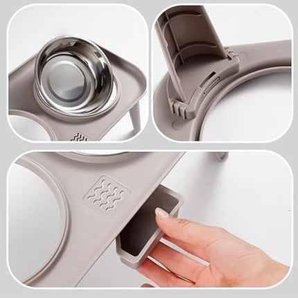 Ziggy Pupps Dog and cat Elevated Stainless Steel Pet Bowl Raised Spill Proof Feeder Small 37.5cm x 20.5cm x 13cm Gray