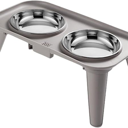 Ziggy Pupps Dog and cat Elevated Stainless Steel Pet Bowl Raised Spill Proof Feeder Small 37.5cm x 20.5cm x 13cm Gray