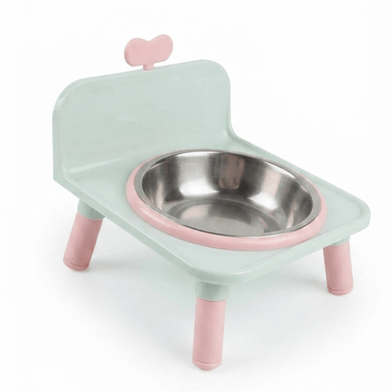 Ziggy Pupps Dog and cat Elevated Stainless Steel Pet Bowl with Stand Cute Chair Shaped Food And Water Feeder Mint Green