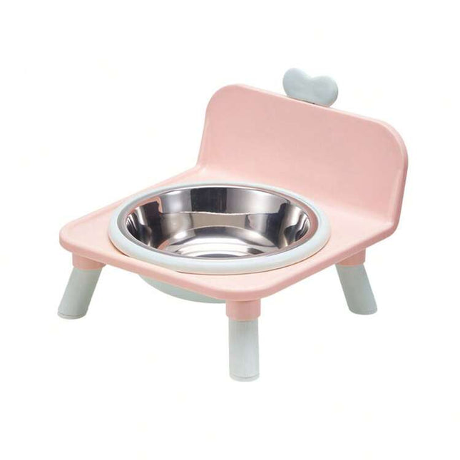 Ziggy Pupps Dog and cat Elevated Stainless Steel Pet Bowl with Stand Cute Chair Shaped Food And Water Feeder Pink