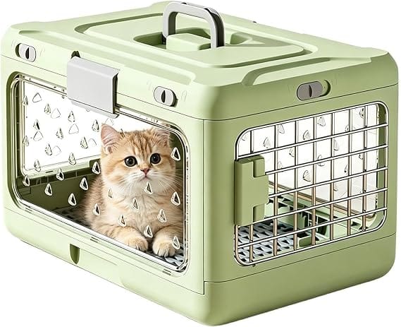 Ziggy Pupps Dog and cat Foldable Pet Travel Carrier Portable And Breathable Cage for Cats Light Green