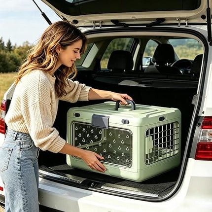 Ziggy Pupps Dog and cat Foldable Pet Travel Carrier Portable And Breathable Cage for Cats Light Green