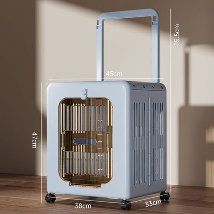 Ziggy Pupps Dog and cat Foldable Pet Trolley Case Portable Travel Carrier for Cats and Dogs Baby Blue