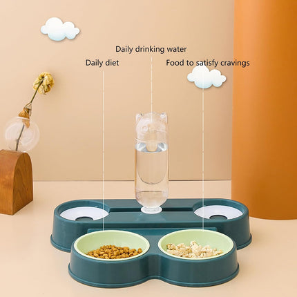 Ziggy Pupps Dog and cat Multi Functional Pet Food and Water Feeder with Automated Bottle Blue