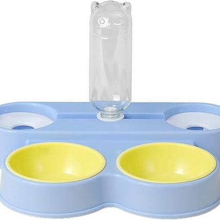 Ziggy Pupps Dog and cat Multi Functional Pet Food and Water Feeder with Automated Bottle Blue