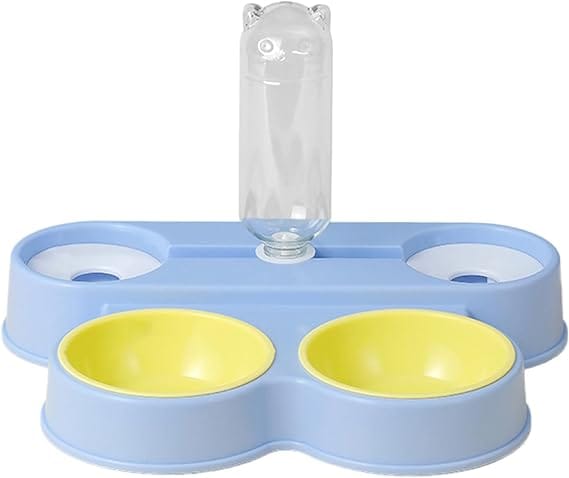 Ziggy Pupps Dog and cat Multi Functional Pet Food and Water Feeder with Automated Bottle Blue