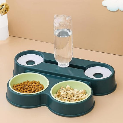 Ziggy Pupps Dog and cat Multi Functional Pet Food and Water Feeder with Automated Bottle Blue