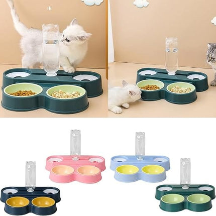 Ziggy Pupps Dog and cat Multi Functional Pet Food and Water Feeder with Automated Bottle Blue