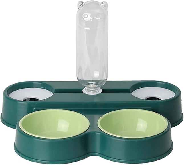 Ziggy Pupps Dog and cat Multi Functional Pet Food and Water Feeder with Automated Bottle dark green