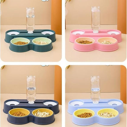 Ziggy Pupps Dog and cat Multi Functional Pet Food and Water Feeder with Automated Bottle dark green