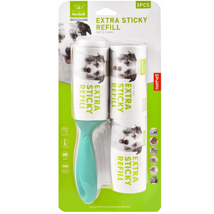 Ziggy Pupps Dog and cat Nunbell Green 12m Pet Lint Roller with Refills 60 Sheets