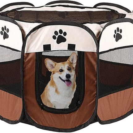 Ziggy Pupps Dog and cat Pet playpen for small dogs And cats foldable dog kennel Medium Brown