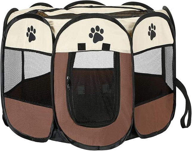 Ziggy Pupps Dog and cat Pet playpen for small dogs And cats foldable dog kennel Medium Brown