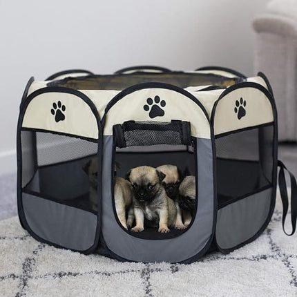 Ziggy Pupps Dog and cat Pet playpen for small dogs And cats foldable dog kennel Medium Off-White
