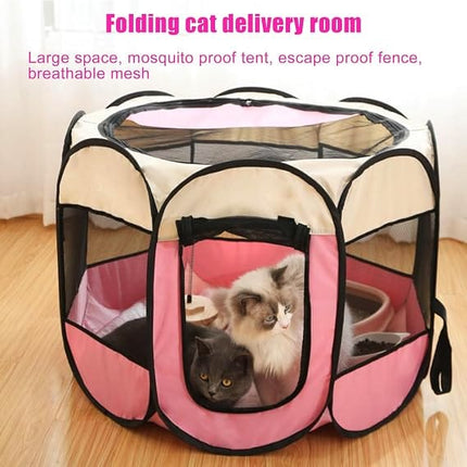 Ziggy Pupps Dog and cat Pet playpen for small dogs And cats foldable dog kennel Medium Pink & Off-White