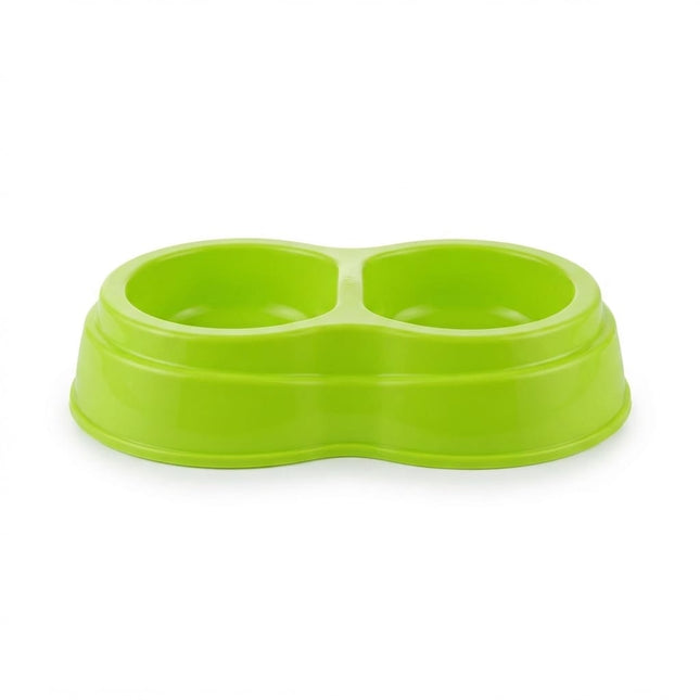Ziggy Pupps Dog and cat Plastic Double Pet Bowl for Dogs and Cats Green Feeding Dish