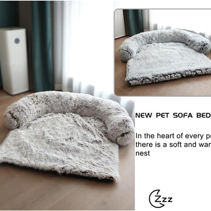 Ziggy Pupps Dog and cat Plush Dog Sofa Cover and Furniture Protector 83x105cm Fluffy Calming Pet Bed Mat with Bolster for Couch