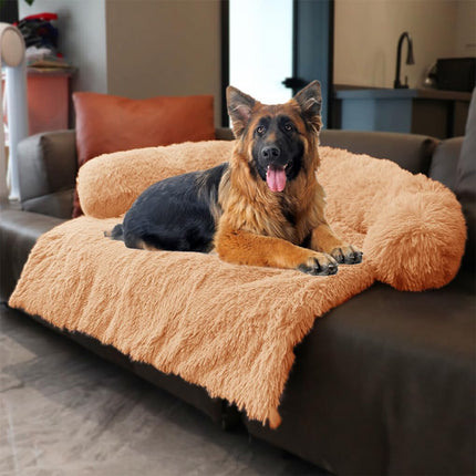 Ziggy Pupps Dog and cat Plush Dog Sofa Cover and Furniture Protector 83x105cm Fluffy Calming Pet Bed Mat with Bolster for Couch
