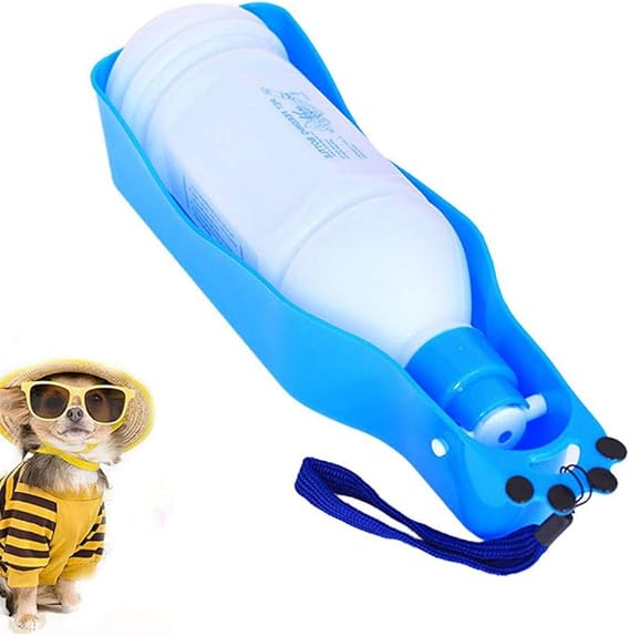 Ziggy Pupps Dog and cat Portable Dog Travel Water Bottle with Bowl 350ml Pet Dispenser Blue