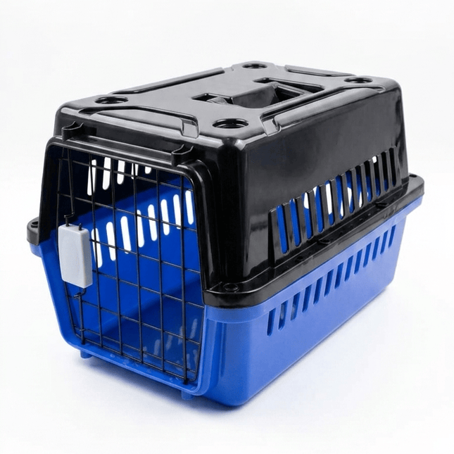 Ziggy Pupps Dog and cat Portable Pet Travel Carrier Sturdy Ventilated Crate for Cats and Small Dogs Black in Blue