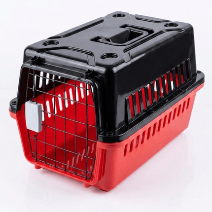 Ziggy Pupps Dog and cat Portable Pet Travel Carrier Sturdy Ventilated Crate for Cats and Small Dogs Black in Red