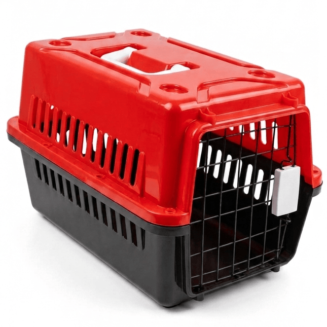 Ziggy Pupps Dog and cat Portable Pet Travel Carrier Sturdy Ventilated Crate for Cats and Small Dogs Red in Black