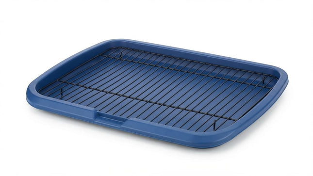 Ziggy Pupps Dog and cat Potty Training Tray with Metal Mesh Grid Indoor Pee Pad Holder 66×50cm Navy