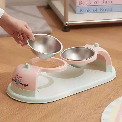 Ziggy Pupps Dog and cat Raised Double Stainless Steel Dog And Cat Bowls Anti Spill Feeder Tray