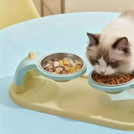 Ziggy Pupps Dog and cat Raised Double Stainless Steel Dog And Cat Bowls Anti Spill Feeder Tray