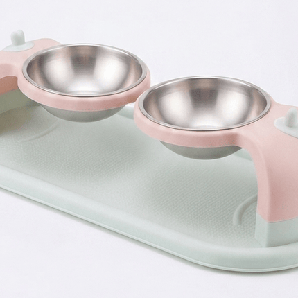 Ziggy Pupps Dog and cat Raised Double Stainless Steel Dog And Cat Bowls Anti Spill Feeder Tray