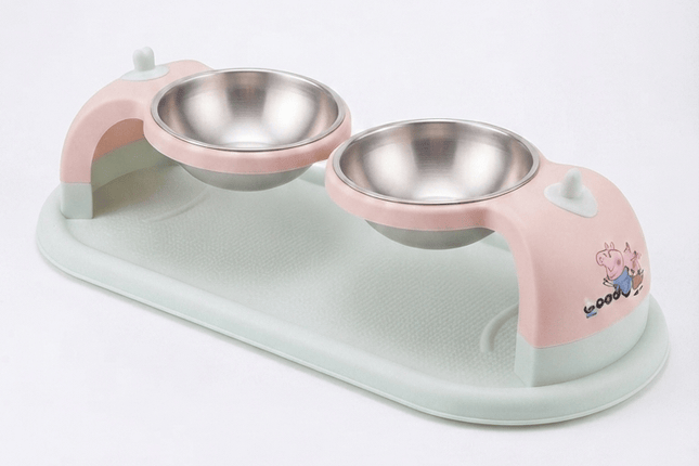 Ziggy Pupps Dog and cat Raised Double Stainless Steel Dog And Cat Bowls Anti Spill Feeder Tray