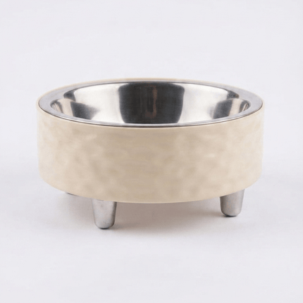 Ziggy Pupps Dog and cat Raised Stainless Steel Dog And Cat Bowl Textured Feeder with Metal Legs 12 Mm Beige
