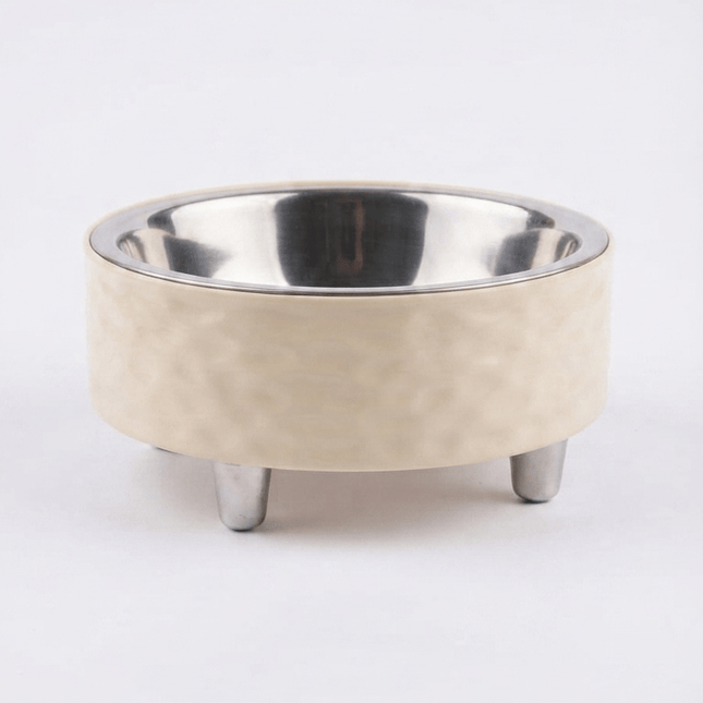 Ziggy Pupps Dog and cat Raised Stainless Steel Dog And Cat Bowl Textured Feeder with Metal Legs 12 Mm Beige