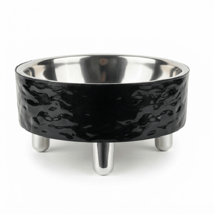Ziggy Pupps Dog and cat Raised Stainless Steel Dog And Cat Bowl Textured Feeder with Metal Legs 12 Mm Black